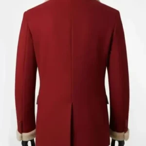 Shop Christmas Red Shearling Accents Wool Blazer For Men and Women