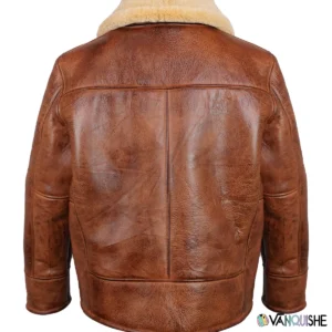 Shop Clark Aviator Shearling Real Leather Brown Jacket On Sale