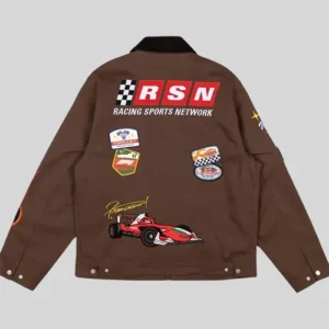 Shop Disney And Pixar Cars Formula 1 Lightning McQueen Racing Brown Cotton Workwear Jacket On Sale