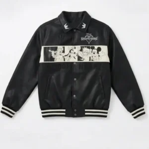 Shop Disney BoxLunch D23 Kingdom Hearts 2026 Black Leather Varsity Jacket