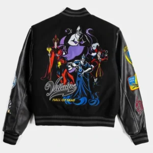 Shop Disney Character Patches Villains By Shoe Palace Varsity Jacket For Men and Women