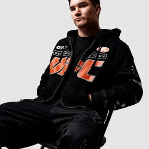 Shop Drake’s OVO x UFC 2026 Capsule Collection Black Fleece Hooded Jacket On Sale