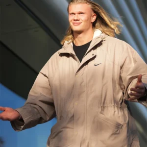 Shop Erling Haaland Nike x NOCTA Sideline Khaki Long Jacket For Men and Women