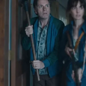 Shop Ewan McGregor Movie The End of Oak Street 2026 Grge Blue and Green Fleece Bomber Jacket On Sale