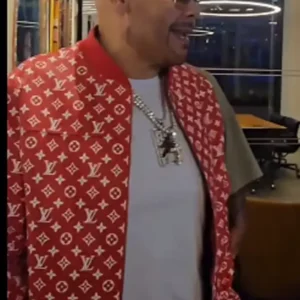 Shop Fat Joe’s Supreme x Louis Vuitton Red Baseball Bomber Varsity Jacket On Sale