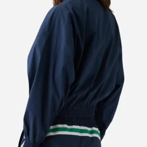 Shop Gap x Malbon 2026 Navy Textured Poplin Zip-Up Windbreaker Jacket For Men and Women