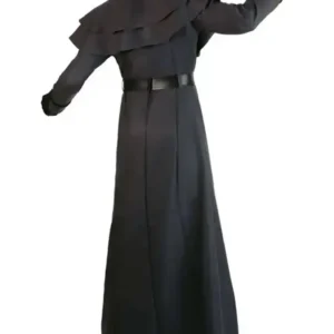 Shop Gothic Black Wool Double Breasted Capelet Clerical Full Length Trench Coat On Sale