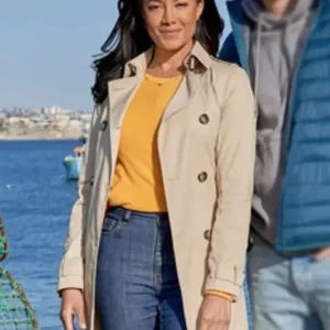 Shop Heather Hemmens A Pinch of Portugal Beige Double Breasted Trench Coat On Sale