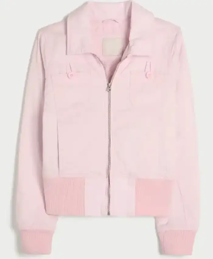 Shop Hollister Twill Pink Zip Up Jacket For Women