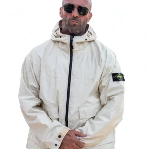 Shop Jason Statham 2026 Movie Mutiny Londons Tower Bridge White Hooded Jacket