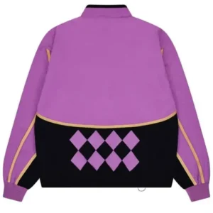 Shop JoJo’s Bizarre Adventure Giorno Heart Shaped Ladybug Back and Purple Bomber Jacket