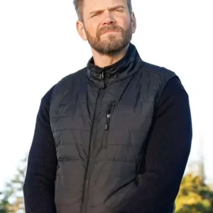Shop Joel McHale TV Series Animal Control S04 Frank Shaw Black Puffer Vest For Men and Women