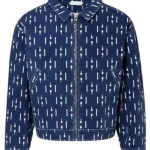 Shop Jonathan Auguste 2026 TV Series A Different World S01 Treshawn Jackson Blue Printed Jacket On Sale