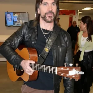 Shop Juanes Despierta America 2026 Black Leather Jacket On Sale