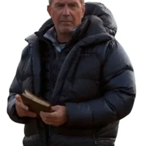 Shop Kevin Costner John Dutton 150th Black Puffer Hooded Puffer Jacket