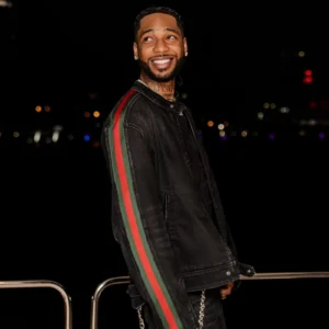 Shop Key Glock Gucci Moto Black Biker Jacket For Sale