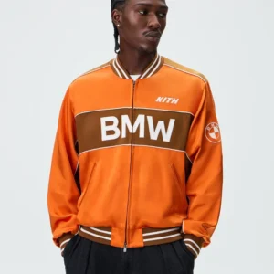 Shop Kith BMW Orange Souvenir Moto Jacket