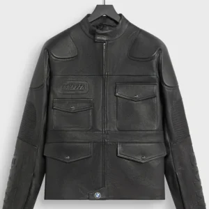 Shop Kith x BMW Dewitt Black Moto Leather Jacket For Sale
