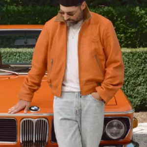 Shop Kith x BMW Ronnie Fieg Orange Leather Jacket