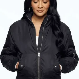 Shop Lizzy Mathis TV Series Honest Renovations S04 Black Bomber Jacket On Sale