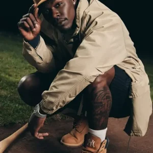 Shop MLB New York Yankees Jazz Chisholm Jr. x Timberland x New Era Brown Track Jacket For Sale