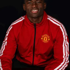 Shop Manchester United Carlos Baleba Red Jacket On Sale