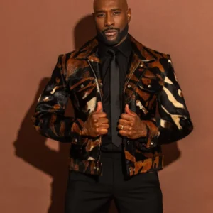 Shop NAACP 54th Awards House of Gray Patterned Calf-Hair Morris Chestnut Cowhide Jacket