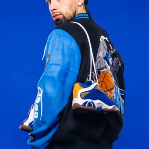 Shop NBA SLAM Knicks Black and Blue Jose Alvarado Varsity Jacket