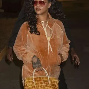 Shop NYC 2026 Rihanna Velour Peach Tracksuit On Sale