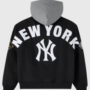 Shop OVO New York Yankees Insulated Twill Black Hooded Bomber Jacket For Men and Women