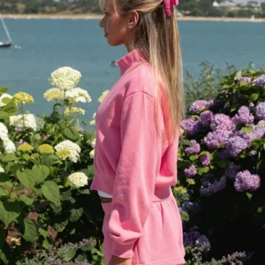 Shop Parke x Maggie and Emma 2026 Heritage Pink Full-Zip Mockneck Jacket For Sale