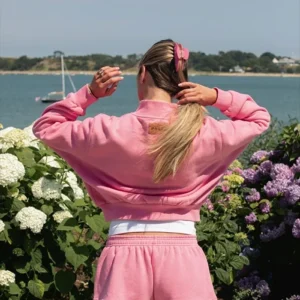 Shop Parke x Maggie and Emma 2026 Heritage Pink Full-Zip Mockneck Jacket Sale