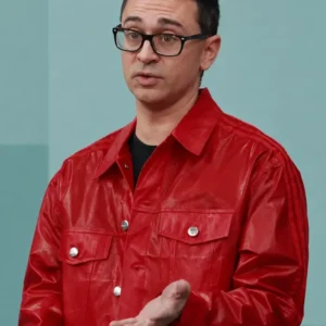 Shop Project Runway S22 Christian Siriano Red Leather Jacket On Sale