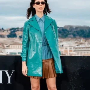 Shop Rebecca The Beauty 2026 Hall Blue Leather Long Coat