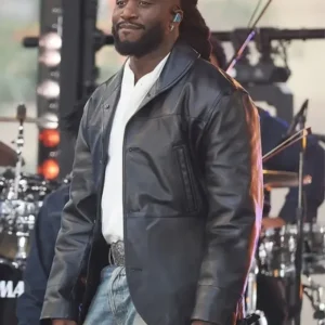 Shop Shaboozey NBC’s Today 2026 Black Leather Blazer