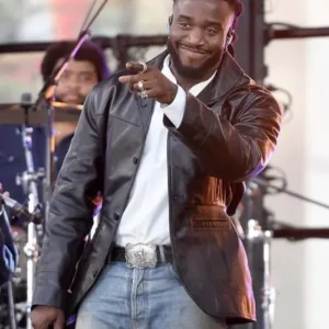 Shop Shaboozey NBC’s Today 2026 Black Leather Blazer For Men and Women