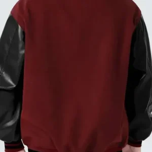 Shop Skeleton Ribcage Arm Bone Maroon and Black Varsity Jacket For Men and Women