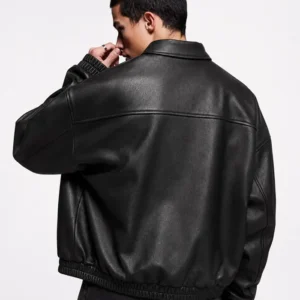 Shop Spider-Man Inspired Oversized Black and Red Leather Jacket For Sale
