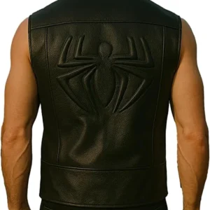 Shop Spider-Men Tactical Combat Style Double Brested Black Leather Vest For Sale