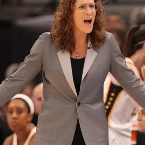 Shop Stephanie White Indiana Fever Vs Chicago Sky Grey Leather Blazer