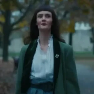 Shop Sybil movie Broken Bird 2026 Rebecca Calder Green Long Coat