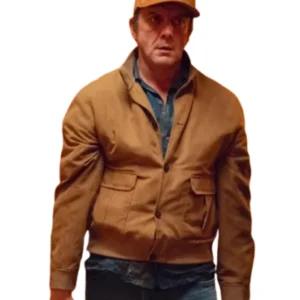 Shop TV Series Hit Point S01 Peter Serafinowicz Camel Brown Suede Harrington Bomber Jacket