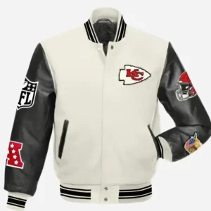 Shop Taylor Swift NFL Kansas City Chiefs Black and White Letterman Varsity Jacket