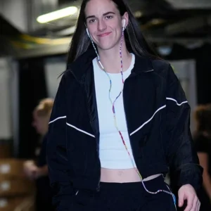 Shop Team Indiana fever Caitlin Clark Black Satin Jacket On Sale