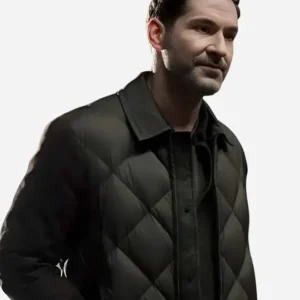 Shop Tom Ellis TV Series CIA Season 01 Colin Glass Green and Brown Quilted Jacket