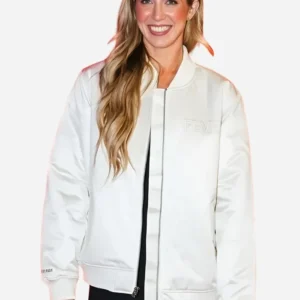 Shop WNBA Indiana Fever vs Dallas Wings Lexie Hull White Bomber Jacket For Men and Women