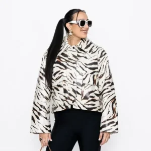 Shop WNBA Toronto Tempo Marina Mabrey White Zebra Leather Jacket For Sale