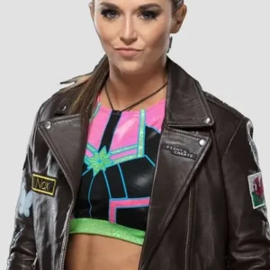 Shop WWE Welsh Wrestler Tegan Nox Brown Leather Jacket For Men and Women