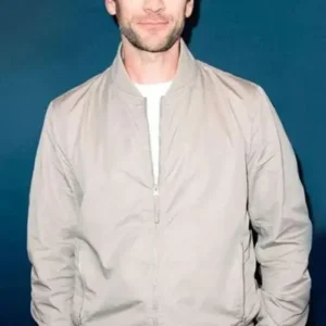 Shop Wes Bentley Jamie Dutton Beige Cotton Bomber Jacket