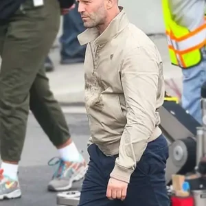 Shop Wrath of Man Jason Statham Beige Cotton Harrington Jacket